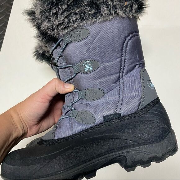 Kamik Momentum waterproof Snow Boots gray fur lined warm EUC woman’s 6 - Picture 5 of 11